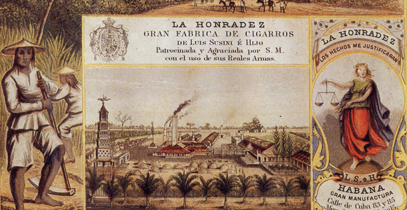 Marquilla de la fábrica de cigarros La Honradez