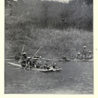 Fishing with cormorants from bamboo rafts