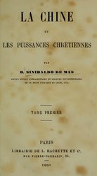 Portada de 'La Chine et les puissances chrétiennes'<em>,</em> de Sinibaldo de Mas